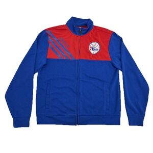 Philadelphia 76ers Sixers Jacket Men's M Blue Red adidas Full Zip Fleece NBA